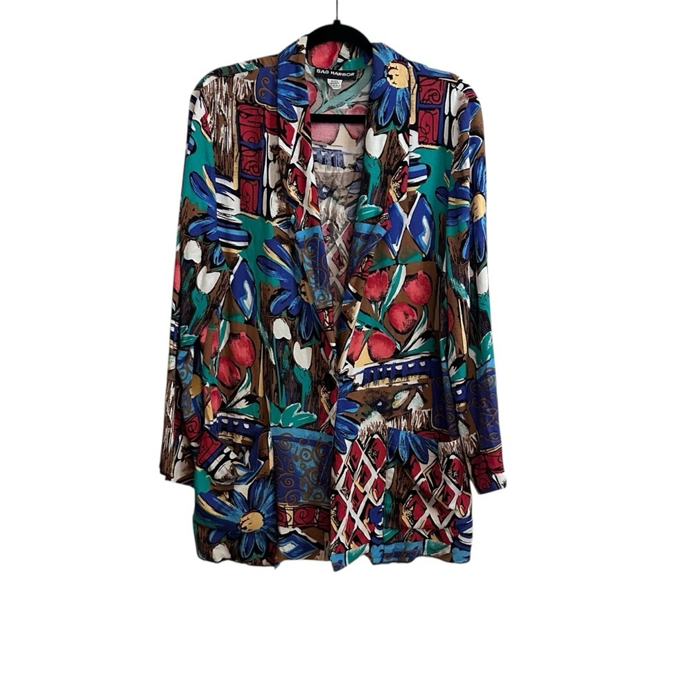 Vintage 80s Funky Tribal Print Oversized Blazer Womens Size M Rayon